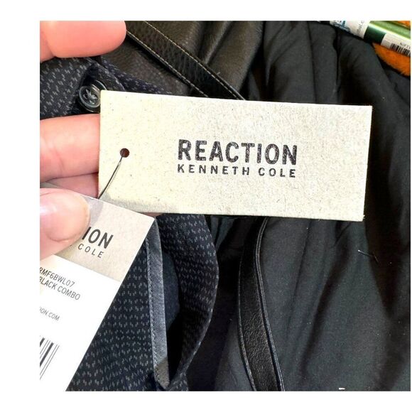 Kenneth Cole Reaction Mens Super Slim Fit Black Combo Dress Shirt L NEW MSRP $69 - Picture 7 of 7